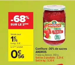 Cora x Carrefour ANDROS Confiture -30% de sucres offre