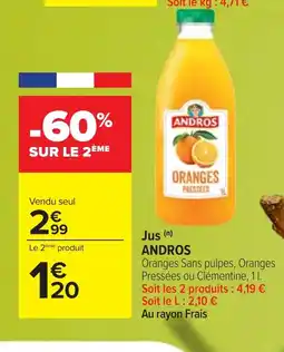 Cora x Carrefour ANDROS Jus offre