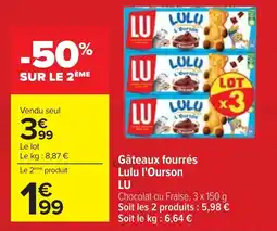 Cora x Carrefour LU Gâteaux fourrés Lulu l'Ourson offre