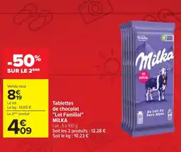 Cora x Carrefour MILKA Tablettes de chocolat Lot Familial offre