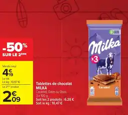 Cora x Carrefour MILKA Tablettes de chocolat offre