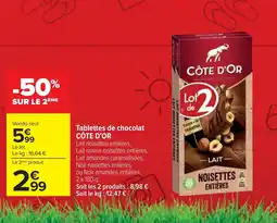 Cora x Carrefour CÔTE D'OR Tablettes de chocolat offre