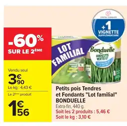 Cora x Carrefour BONDUELLE Petits pois Tendres et Fondants Lot familial offre