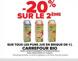 Cora x Carrefour CARREFOUR SELECTION Sur tous les purs jus en brique offre