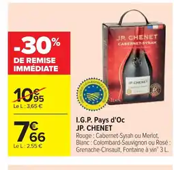 Cora x Carrefour JP CHENET I.G.P. Pays d'Oc offre