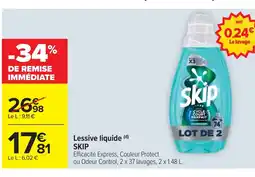 Cora x Carrefour SKIP Lessive liquide offre