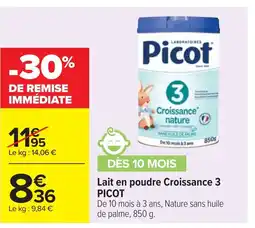 Cora x Carrefour PICOT Lait en poudre Croissance 3 offre