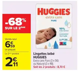 Cora x Carrefour HUGGIES Lingettes bébé offre