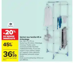 Cora x Carrefour Séchoir tour familial 45 m d'étendage offre