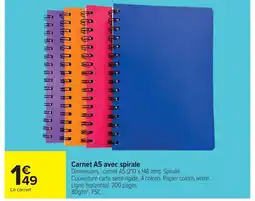 Cora x Carrefour Carnet A5 avec spirale offre