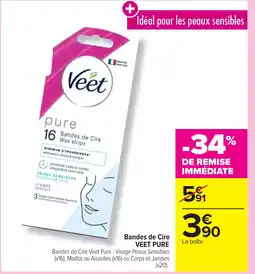 Cora x Carrefour VEET PURE Bandes de Cire offre