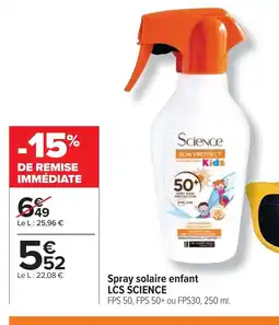 Cora x Carrefour LCS SCIENCE Spray solaire enfant offre