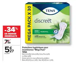 Cora x Carrefour TENA Protections hygiéniques pour incontinence Méga Pack offre