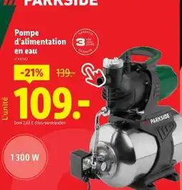 Lidl Pompe d'alimentation en eau offre