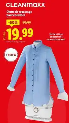 Lidl CLEANmaxx Cintre de repassage pour chemises offre