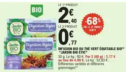 E.Leclerc INFUSION BIO OU THÉ VERT ÉQUITABLE BIO 'JARDIN BIO ÉTIC' offre