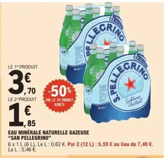 E.Leclerc Eau Minérale Naturelle Gazeuse 'San Pellegrino' offre
