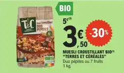 E.Leclerc Muesli Croustillant Bio 'Terres et Céréales' offre