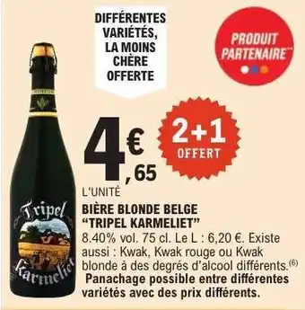 E.Leclerc BIÈRE BLONDE BELGE 'TRIPEL KARMELIET' offre