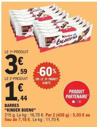E.Leclerc Barres Kinder Bueno offre