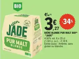 E.Leclerc BIÈRE BLONDE PUR MALT BIO JADE offre