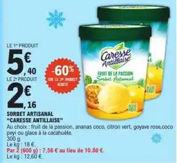 E.Leclerc SORBET ARTISANAL “CARESSE ANTILLAISE” offre