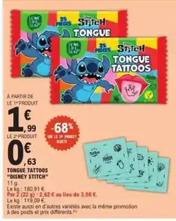 E.Leclerc Tongue Tattoos “Disney Stitch” offre
