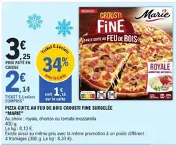 E.Leclerc PIZZA CUITE AU FEU DE BOIS CROUSTI FINE SURGELÉE “MARIE” offre
