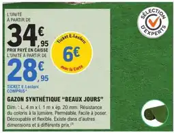 E.Leclerc Gazon Synthétique 'Beaux Jours' offre