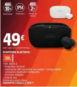 E.Leclerc ÉCOUTEURS BLUETOOTH JBL VIBE BUDS 2 offre