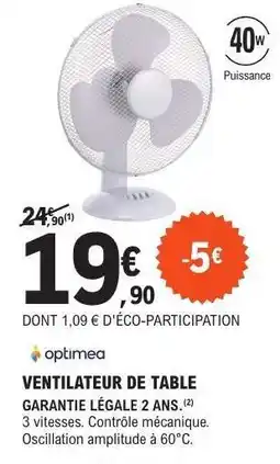 E.Leclerc Ventilateur de table offre