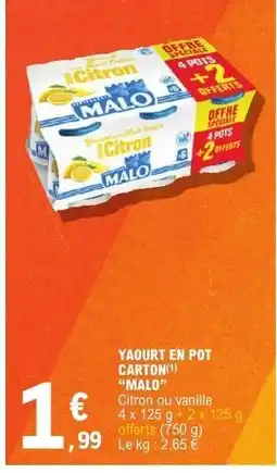 E.Leclerc Yaourt en pot carton 'Malo' offre