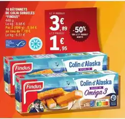 E.Leclerc 16 BÂTONNETS DE COLIN SURGELÉS 'FINDUS' offre