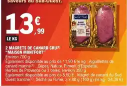 E.Leclerc 2 Magrets de Canard Cru 'Maison Montfort' offre