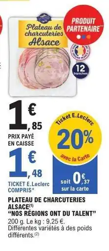 E.Leclerc Plateau de charcuteries Alsace offre