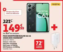Auchan PACK SMARTPHONE REALME C61 4G 256GO AVEC CHARGEUR offre