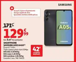 Auchan Smartphone Samsung A05S 64Go offre