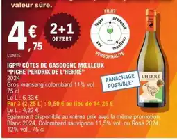 E.Leclerc IGP CÔTES DE GASCOGNE MOELLEUX 'PICHE PERDRIX DE L’HERRE' offre