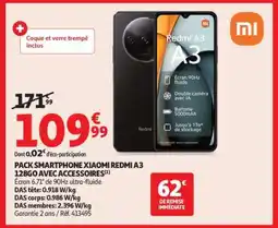 Auchan PACK SMARTPHONE XIAOMI REDMI A3 128GO AVEC ACCESSOIRES offre