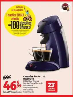 Auchan Cafetière À Dosettes Hd7806/72 offre