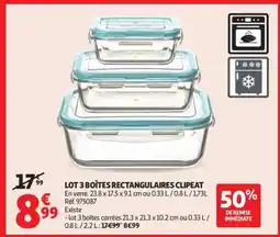 Auchan LOT 3 BOÎTES RECTANGULAIRES CLIPEAT offre