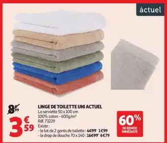 Auchan Linge De Toilette Uni Actuel offre