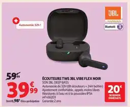 Auchan Écouteurs Tws Jbl Vibe Flex Noir offre