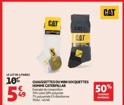 Auchan Chaussettes Ou Mini Socquettes Homme Caterpillar offre