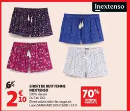 Auchan Short De Nuit Femme Inextenso offre