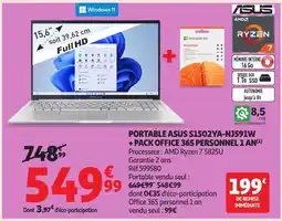 Auchan ASUS Portable s1502ya-nj591w + pack office 365 personnel 1 an offre
