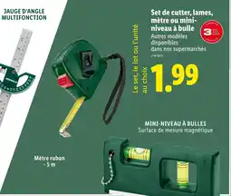 Lidl Set de cutter, lames, mètre ou mini-niveau à bulle offre