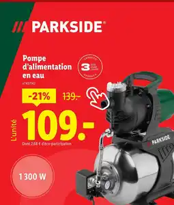 Lidl PARKSIDE Pompe d’alimentation en eau offre