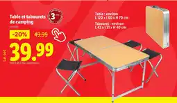 Lidl Table et tabourets de camping offre