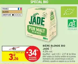 Intermarché JADE Bière blonde bio offre